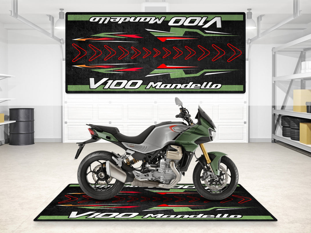 Moto Guzzi V100 Mandello Halısı Green – yeşil için üretilmiş motosiklet paspası