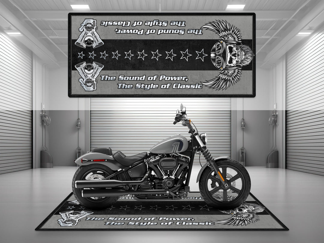 Harley Davidson Street Bob Halısı Billiard Gray – gri için üretilmiş motosiklet halısı
