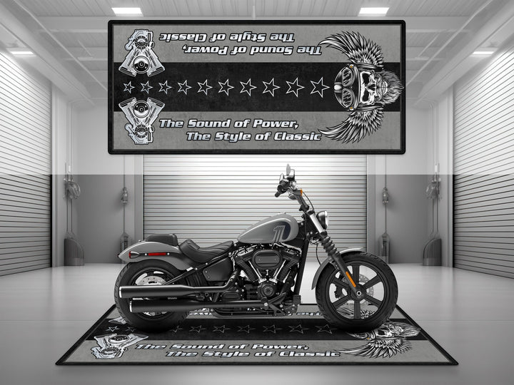 Harley Davidson Street Bob Halısı Billiard Gray – gri için üretilmiş motosiklet halısı
