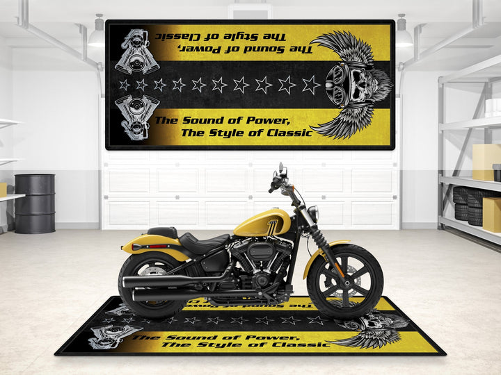 Harley Davidson Street Bob Halısı Industrial Yellow – sarı için üretilmiş motosiklet halısı
