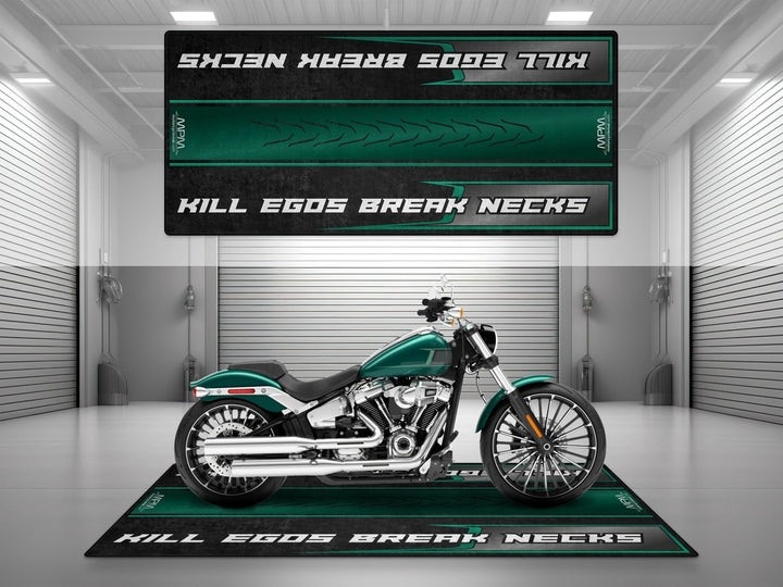 Harley Davidson Breakout Halısı Alpine Green – alp yeşili için üretilmiş motosiklet halısı
