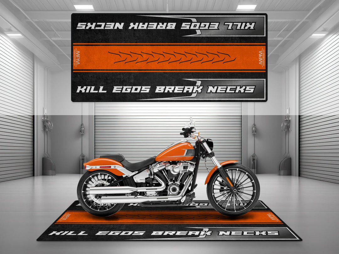 Harley Davidson Breakout Halısı Orange Fusion – turuncu füzyon için üretilmiş motosiklet halısı
