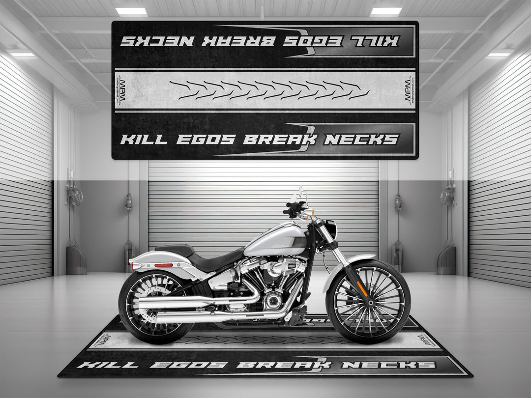 Harley Davidson Breakout Halısı White Onyx Pearl – beyaz oniks inci için üretilmiş motosiklet halısı
