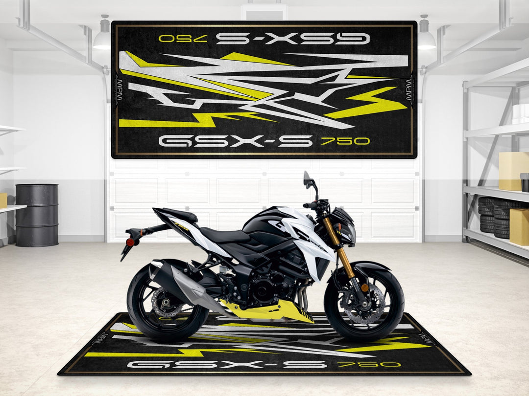 Suzuki GSX-S750 Halısı – motosiklet paspası olarak garaj ve park alanı için üretildi
