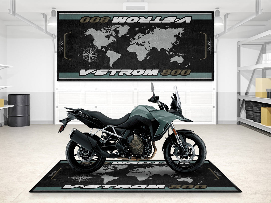 Suzuki V-Strom 800 Halısı – motosiklet paspası olarak garaj ve park alanı için üretildi
