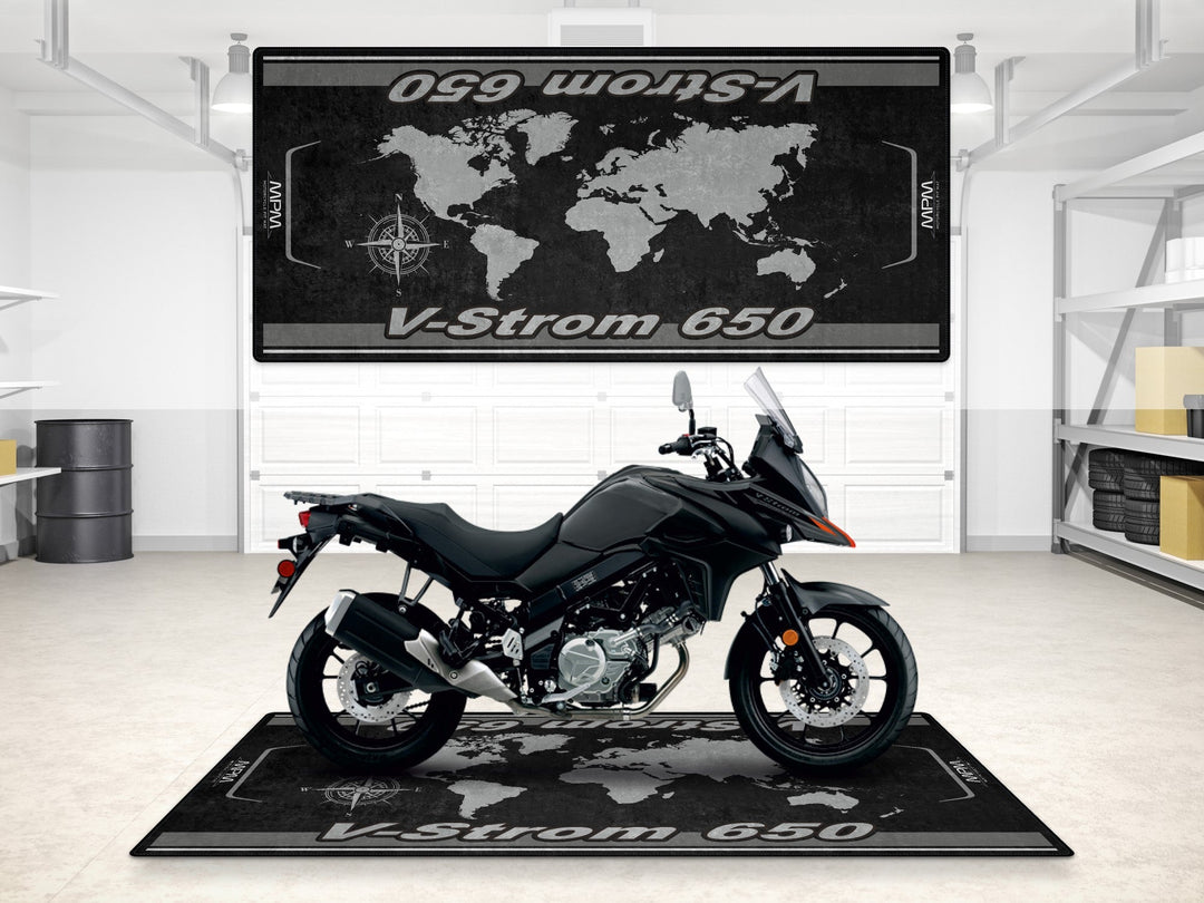 Suzuki V-Strom 650 Halısı – motosiklet paspası olarak garaj ve park alanı için üretildi
