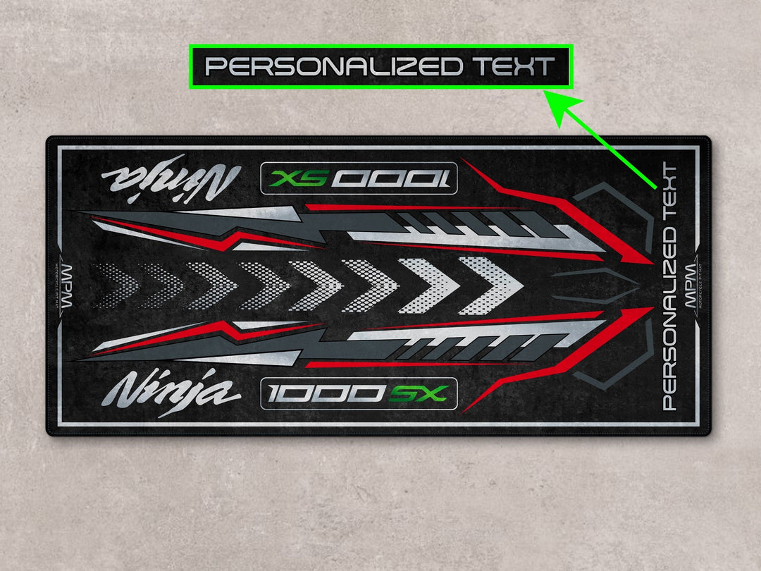 Showroom ve garaj için şık motosiklet halısı – Ninja 1000SX pit mat
