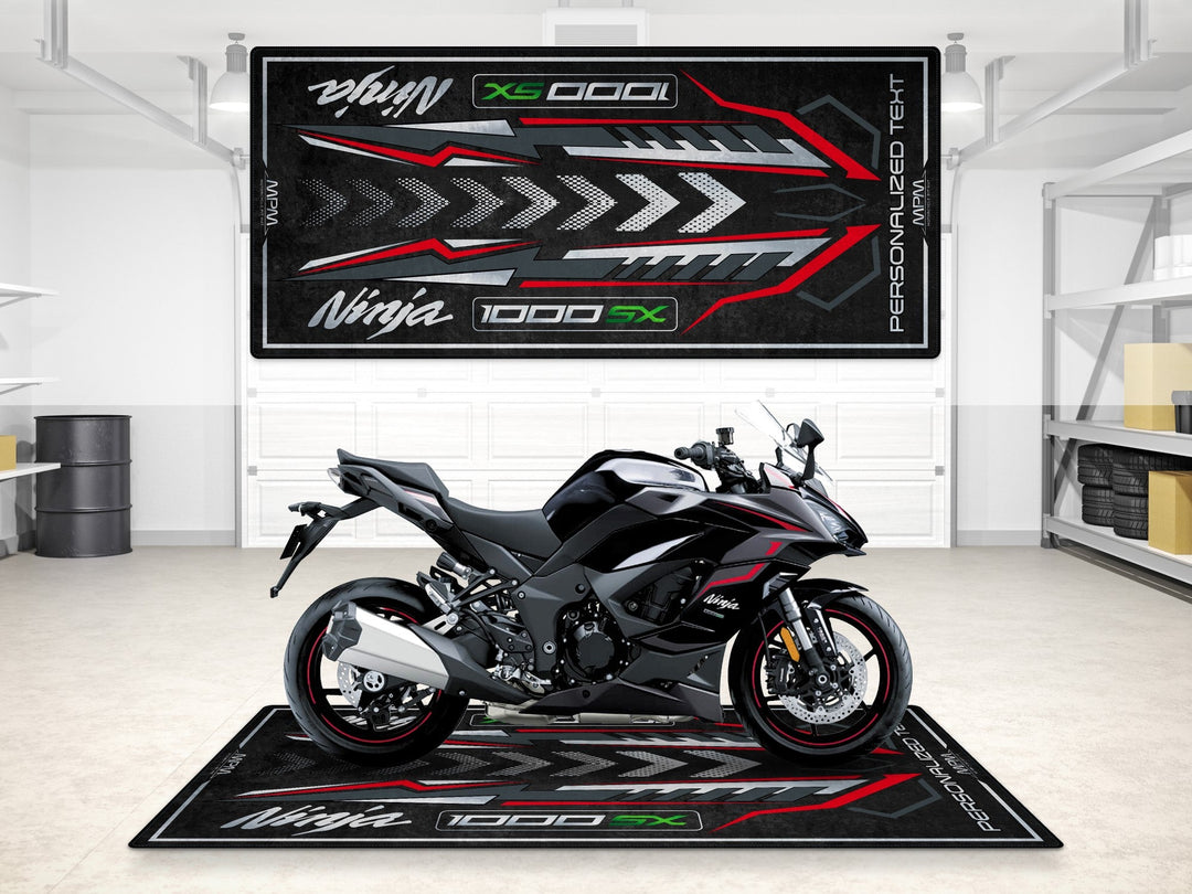 Kawasaki Ninja 1000SX Graphite Gray modeline özel dayanıklı garaj pit mat

