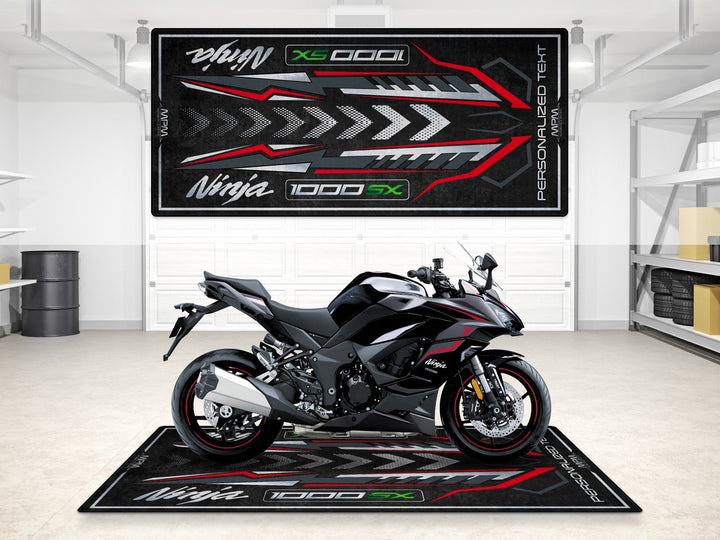 Kawasaki Ninja 1000SX Graphite Gray modeline özel dayanıklı garaj pit mat
