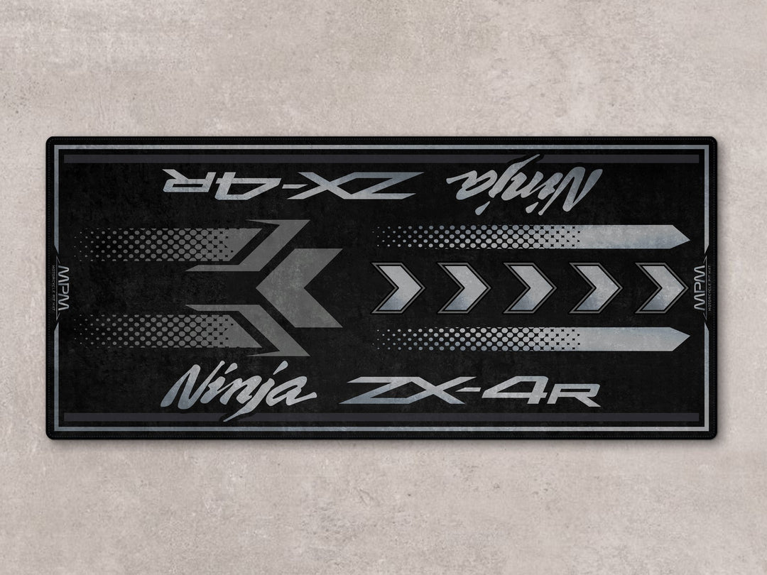 Ninja ZX-4R için özel pit mat – siyah motosiklet paspası, kaymaz tabanlı
