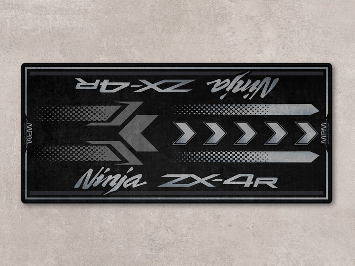 Ninja ZX-4R için özel pit mat – siyah motosiklet paspası, kaymaz tabanlı
