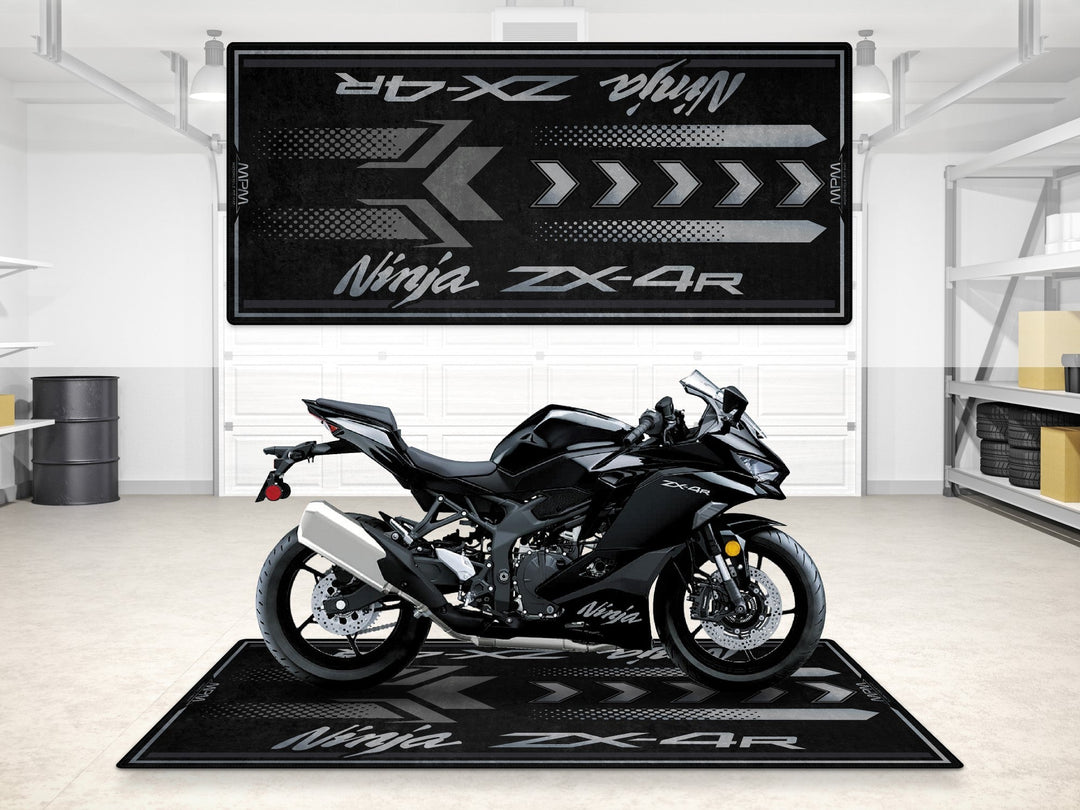 Kawasaki Ninja ZX-4R Halısı – Metallic Spark Black motosiklet garaj paspası
