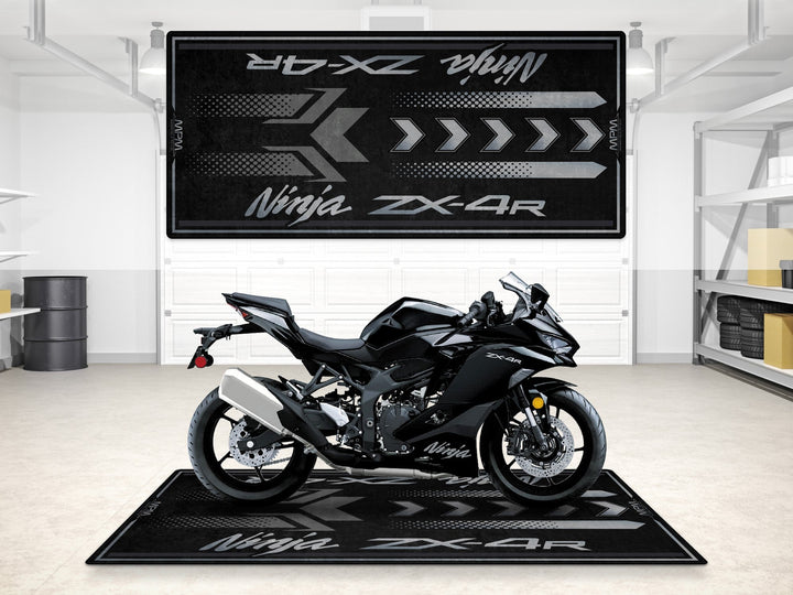 Kawasaki Ninja ZX-4R Halısı – Metallic Spark Black motosiklet garaj paspası
