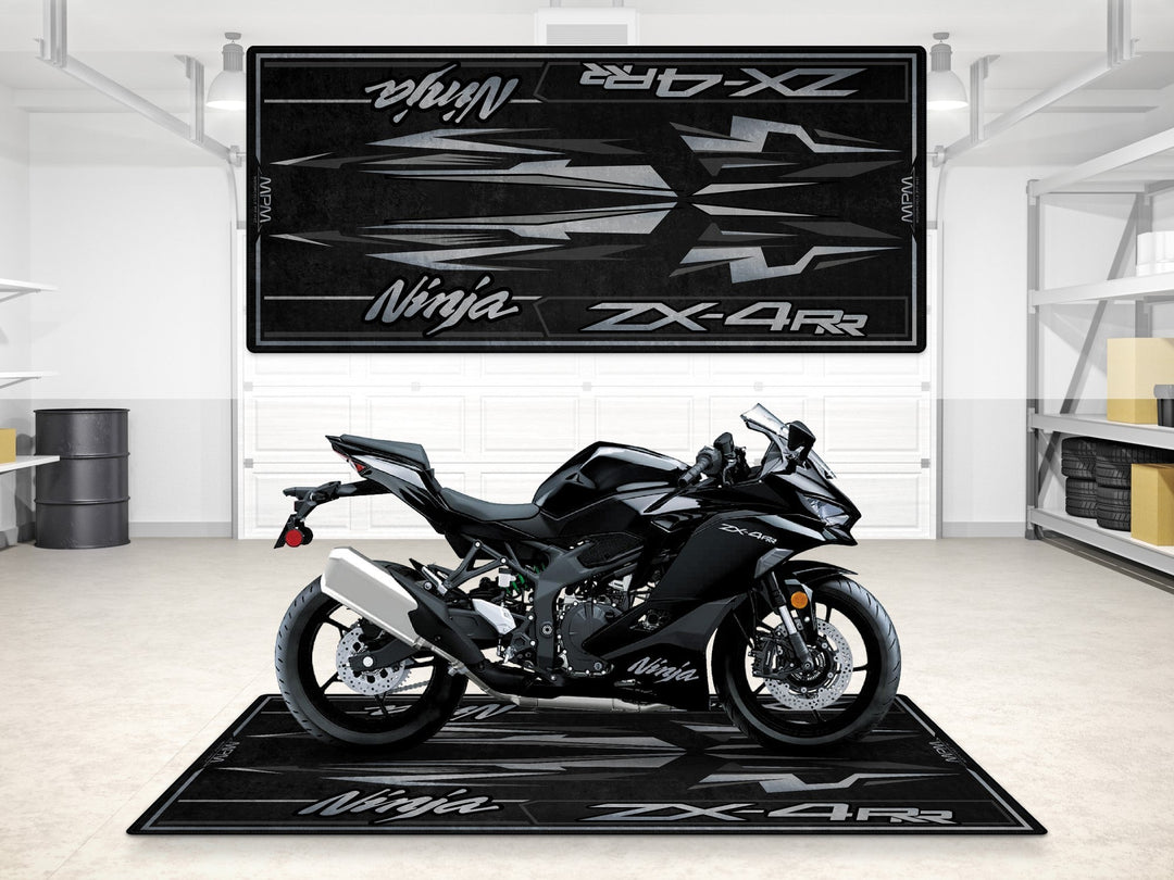 Kawasaki Ninja ZX-4RR Halısı – Metallic Spark Black motosiklet garaj paspası
