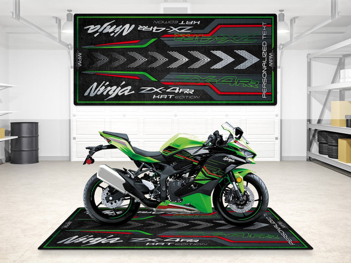 Kawasaki ZX-4RR KRT Edition için dayanıklı motosiklet matı – garaj ve showroom pit

