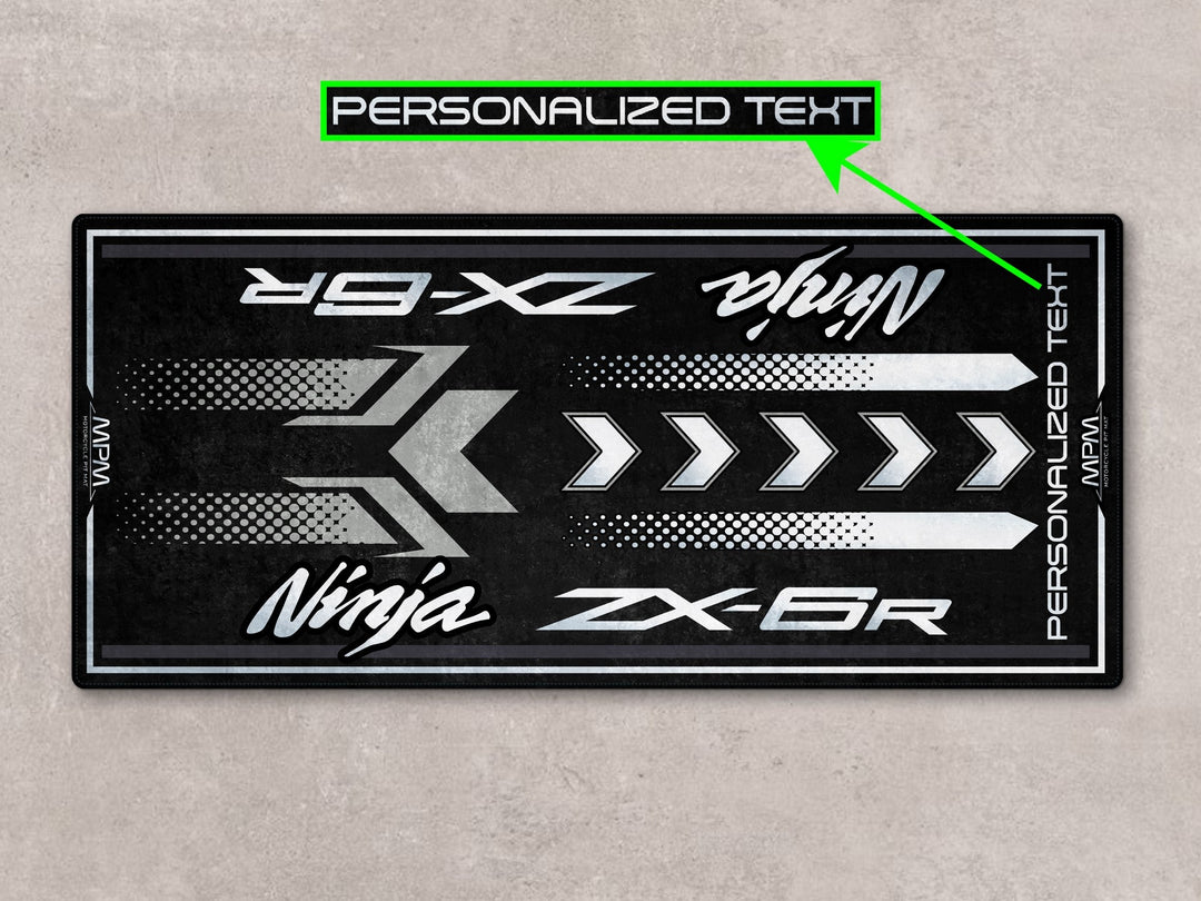 Ninja ZX-6R Metallic Spark Black pit mat – pist ve garaj için dayanıklı motosiklet paspası
