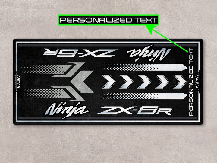 Ninja ZX-6R Metallic Spark Black pit mat – pist ve garaj için dayanıklı motosiklet paspası
