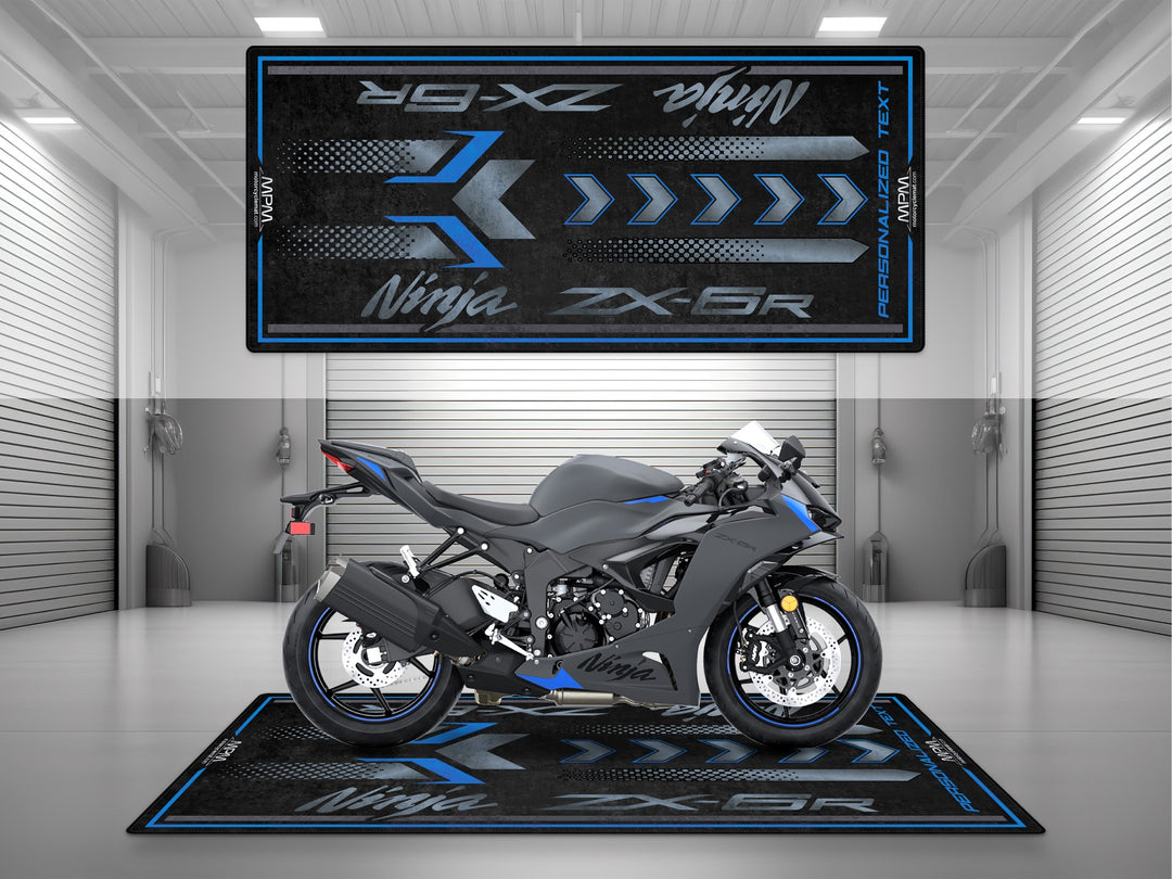 Kawasaki ZX-6R motosiklet paspası – pist ve garaj için dayanıklı şık pit mat
