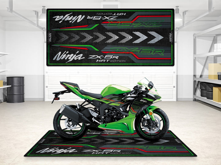 Kawasaki Ninja ZX-6R Halısı Lime Green – yeşil için üretilmiş motosiklet paspası
