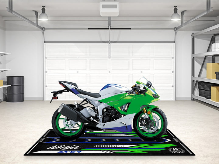 ZX-6R 40. yıl özel pit matı, superbike garajı ve motosiklet teşhiri için aksesuar zemin koruyucu

