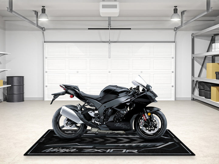 Ninja ZX-10R kişiselleştirilmiş motosiklet matı, superbike garajı ve motosiklet teşhiri için zemin koruyucu

