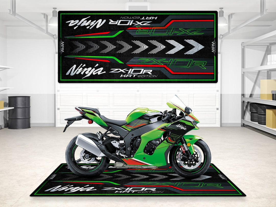 Kawasaki Ninja ZX-10R Halısı KRT Edition Lime Green – yeşil için üretilmiş motosiklet paspası
