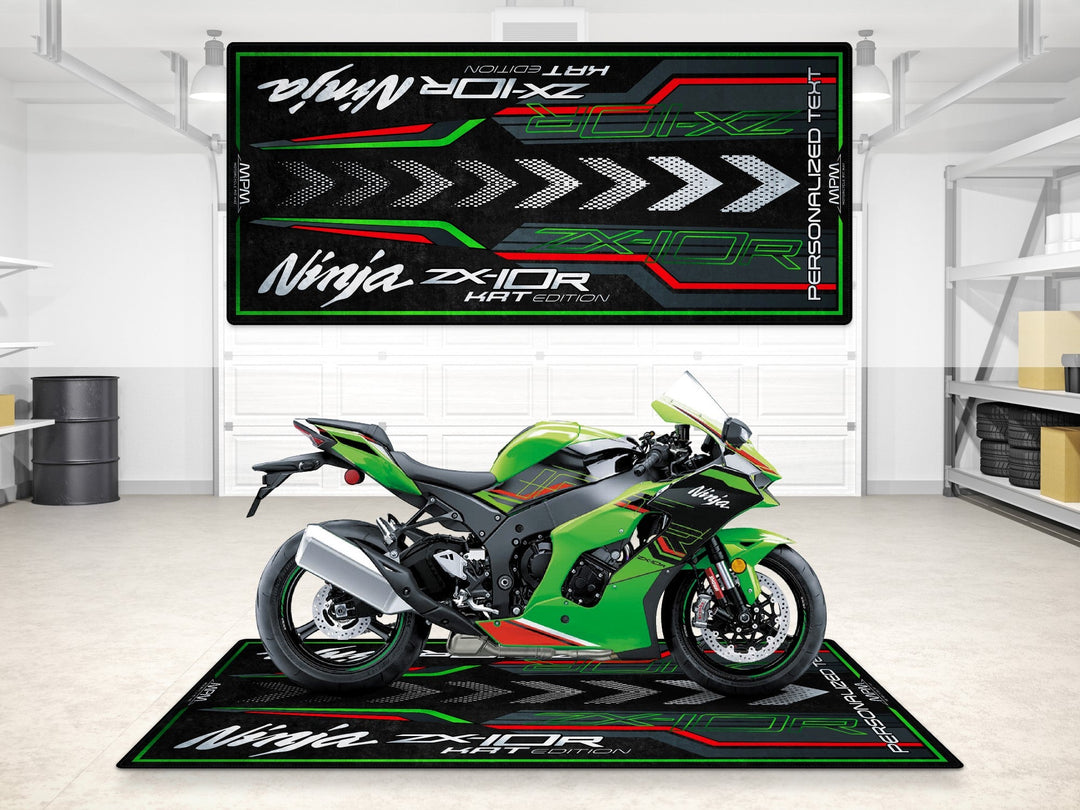 ZX-10R KRT Edition showroom halısı, pist hazırlığı ve yarış pisti için dayanıklı motosiklet matı
