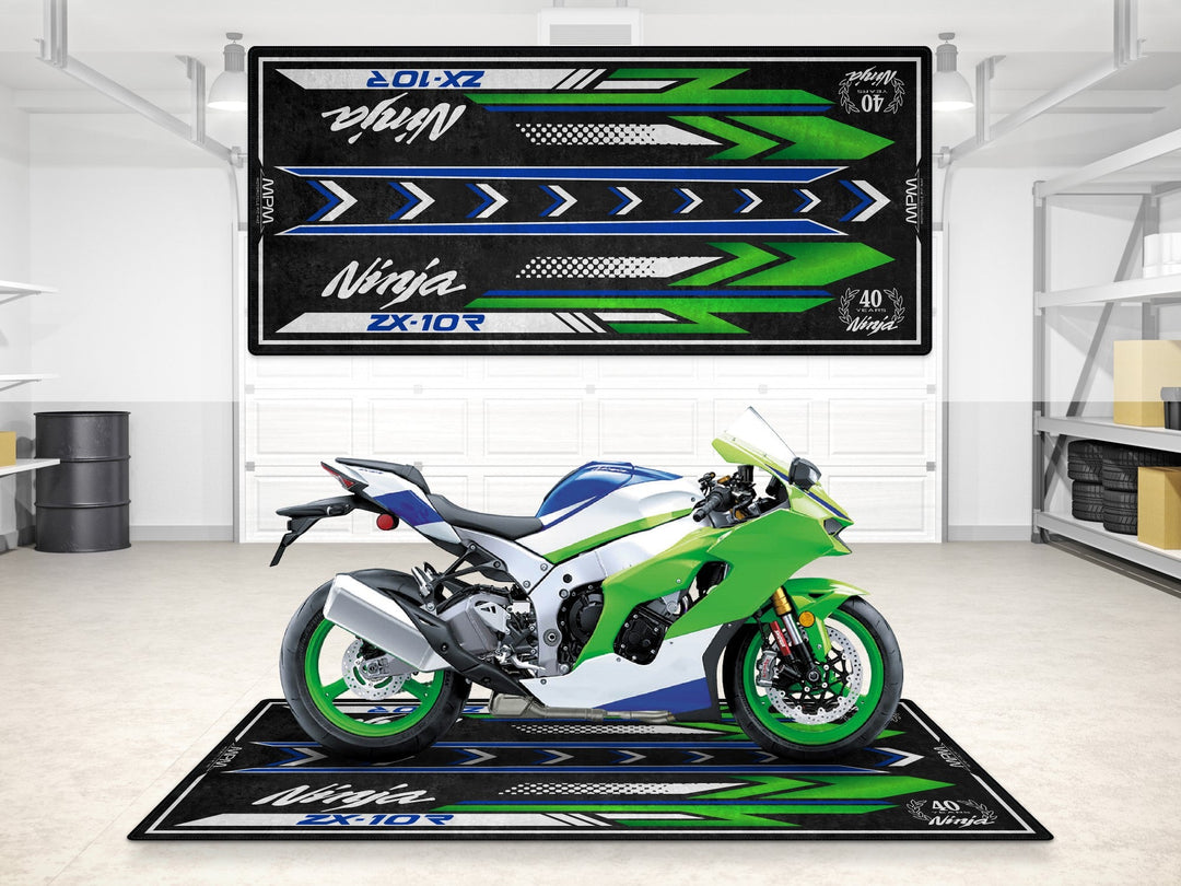 Kawasaki Ninja ZX-10R Halısı 40th Anniversary Lime Green – yeşil için üretilmiş motosiklet paspası
