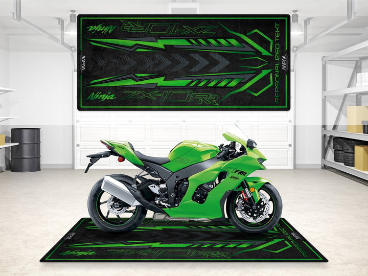Ninja ZX10RR showroom halısı, pist hazırlığı ve yarış pisti için dayanıklı motosiklet matı
