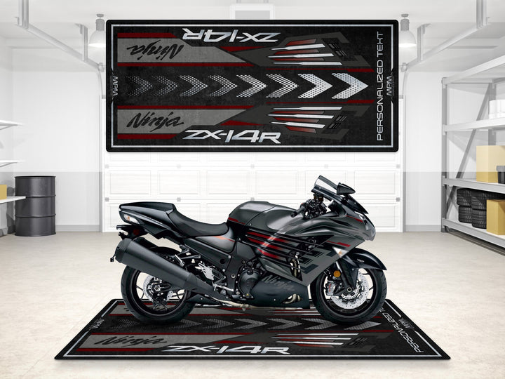Ninja ZX14R showroom halısı, pist hazırlığı ve yarış pisti için dayanıklı motosiklet matı
