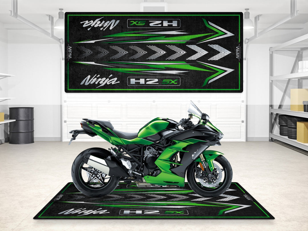 Kawasaki Ninja H2 SX Halısı Emerald Blazed Green – yeşil için üretilmiş motosiklet paspası
