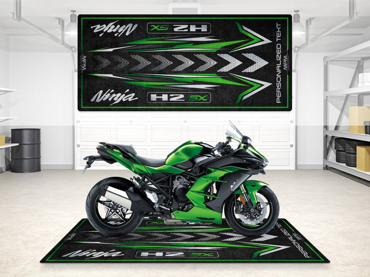 H2 SX showroom halısı, pist hazırlığı ve yarış pisti için dayanıklı motosiklet matı
