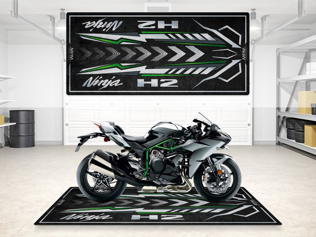 Kawasaki Ninja H2 Halısı Mirror Coated Matte Black – siyah için üretilmiş motosiklet paspası
