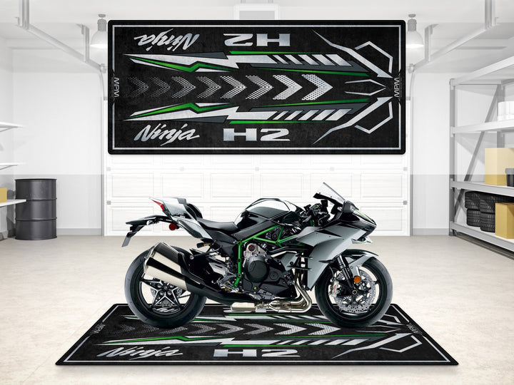 Kawasaki Ninja H2 Halısı Mirror Coated Matte Black – siyah için üretilmiş motosiklet paspası
