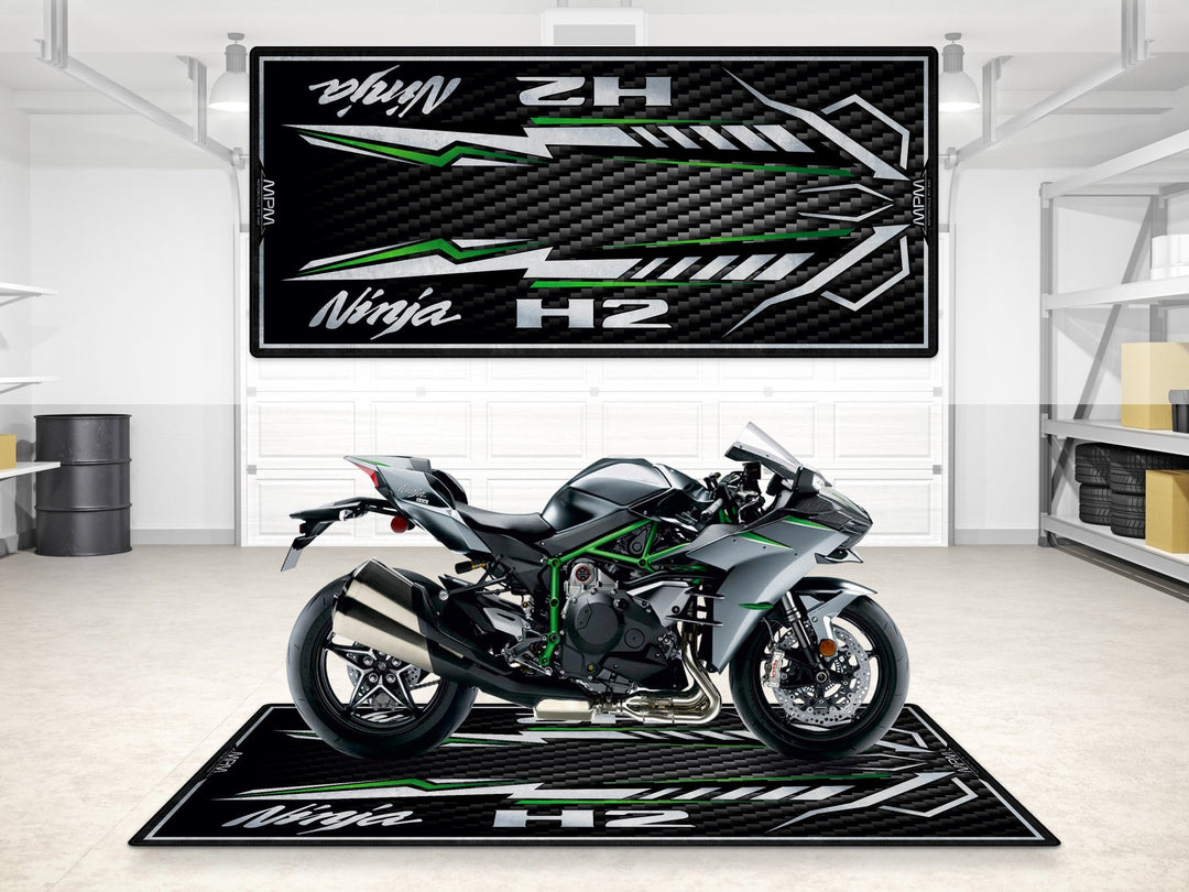 Kawasaki Ninja H2 Halısı Mirror Coated Matte Black – siyah için üretilmiş motosiklet paspası
