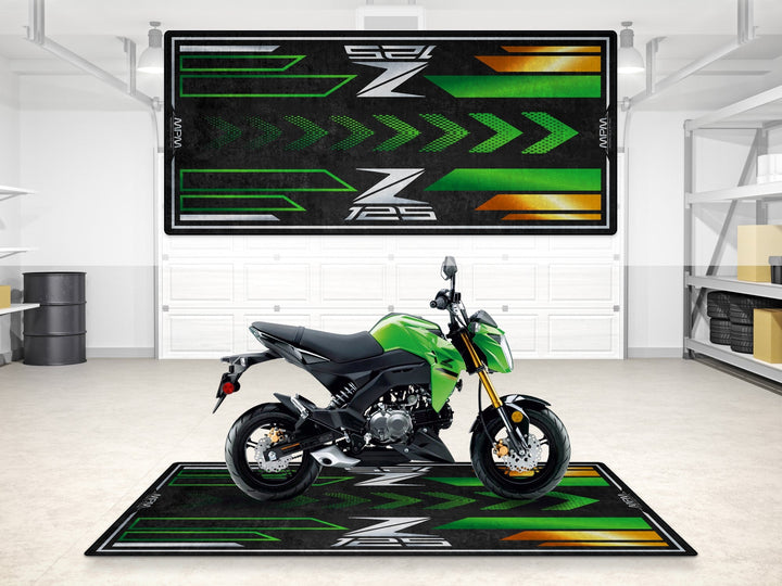 Kawasaki Z125 Halısı Candy Lime Green – yeşil için üretilmiş motosiklet paspası
