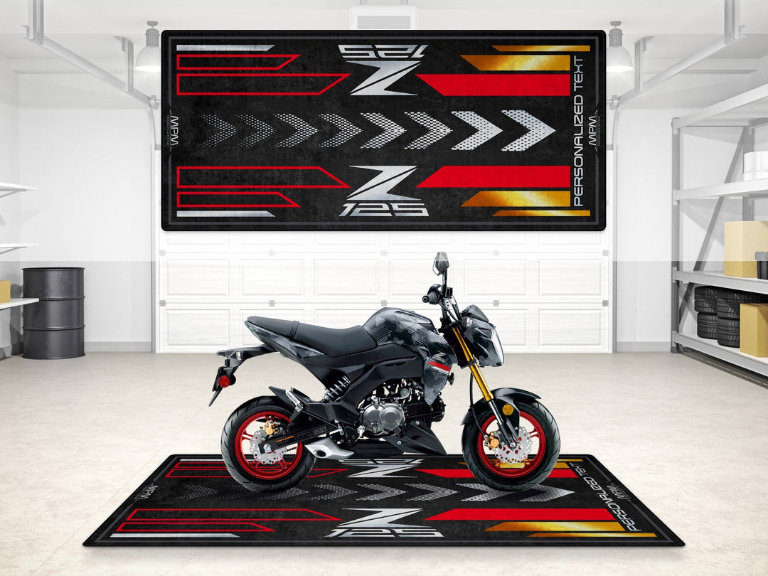 Kawasaki Z125 showroom halısı, pist hazırlığı ve yarış pisti için dayanıklı motosiklet matı
