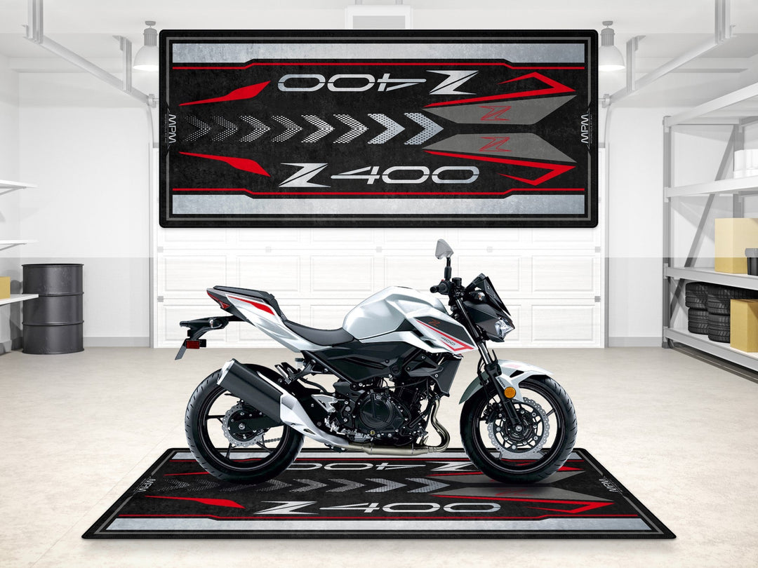 Kawasaki Z400 Halısı Pearl Robotic White – beyaz için üretilmiş motosiklet paspası
