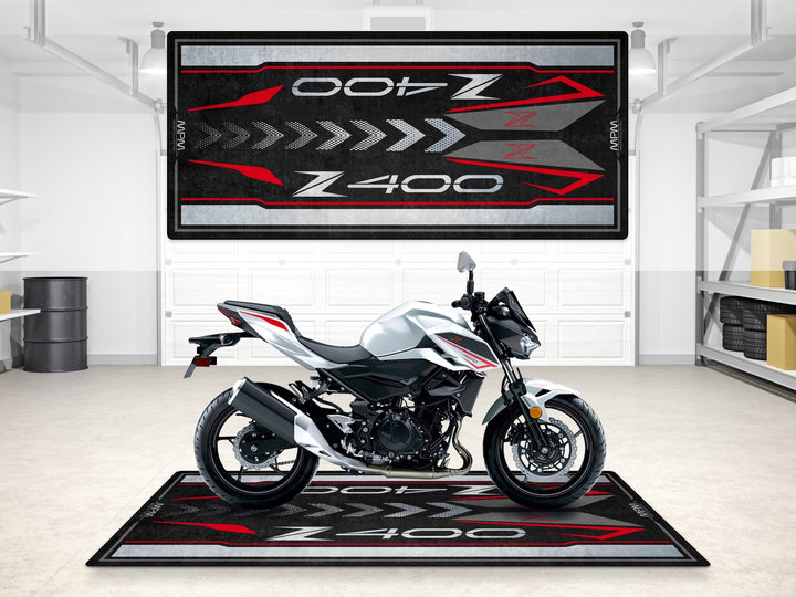 Kawasaki Z400 Halısı Pearl Robotic White – beyaz için üretilmiş motosiklet paspası
