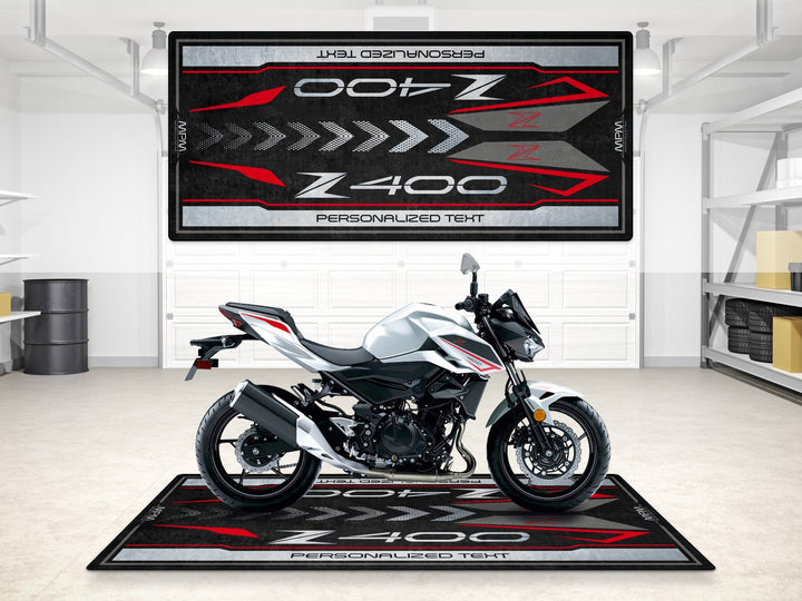 Kawasaki Z400 showroom halısı, pist hazırlığı ve yarış pisti için dayanıklı motosiklet matı
