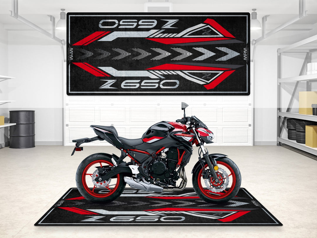 Kawasaki Z650 Halısı Candy Persimmon Red – kırmızı için üretilmiş motosiklet paspası
