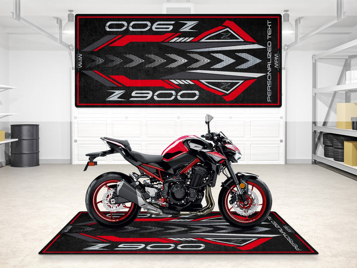 Kawasaki Z900 showroom halısı, pist hazırlığı ve yarış pisti için dayanıklı motosiklet matı
