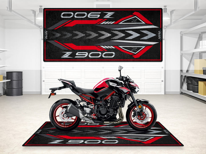 Kawasaki Z900 Halısı Candy Persimmon Red – kırmızı için üretilmiş motosiklet paspası
