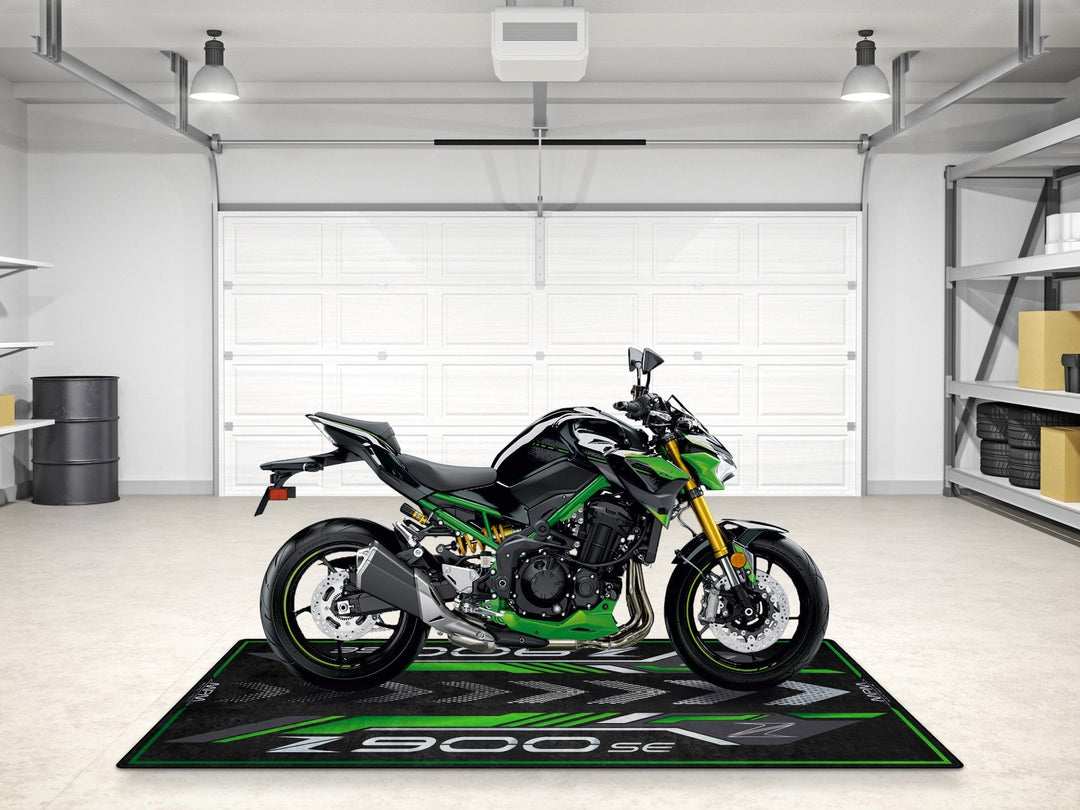 Kawasaki Z900 SE kişiselleştirilmiş motosiklet matı, superbike garajı ve motosiklet teşhiri için özel aksesuar
