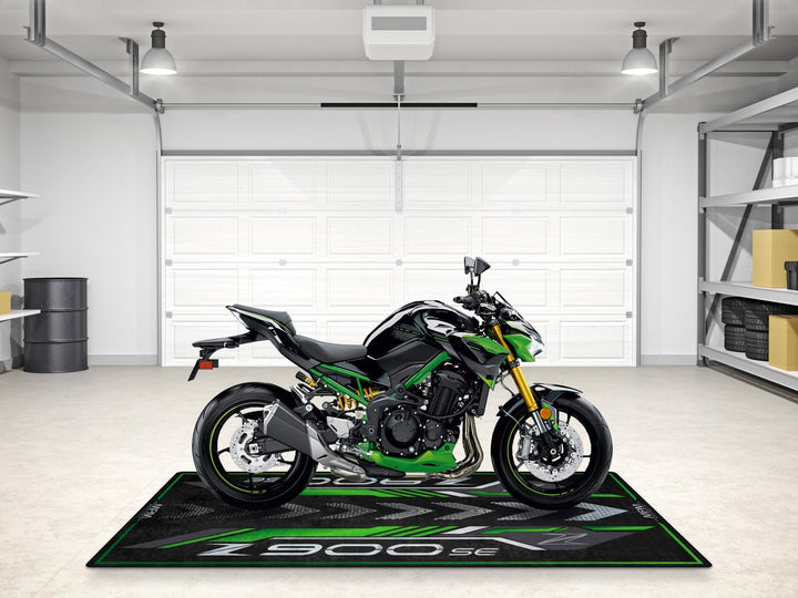 Kawasaki Z900 SE kişiselleştirilmiş motosiklet matı, superbike garajı ve motosiklet teşhiri için özel aksesuar
