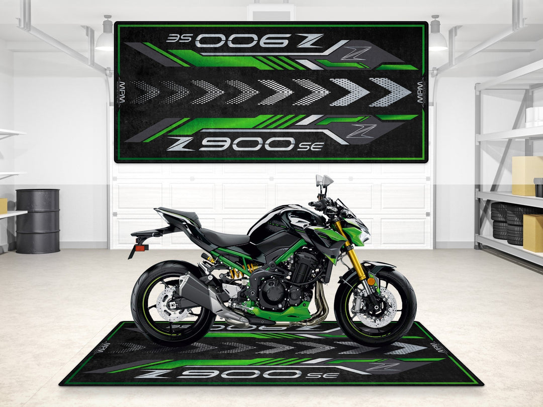 Kawasaki Z900 SE Halısı Metallic Spark Black Lime Green – siyah yeşil için üretilmiş motosiklet paspası
