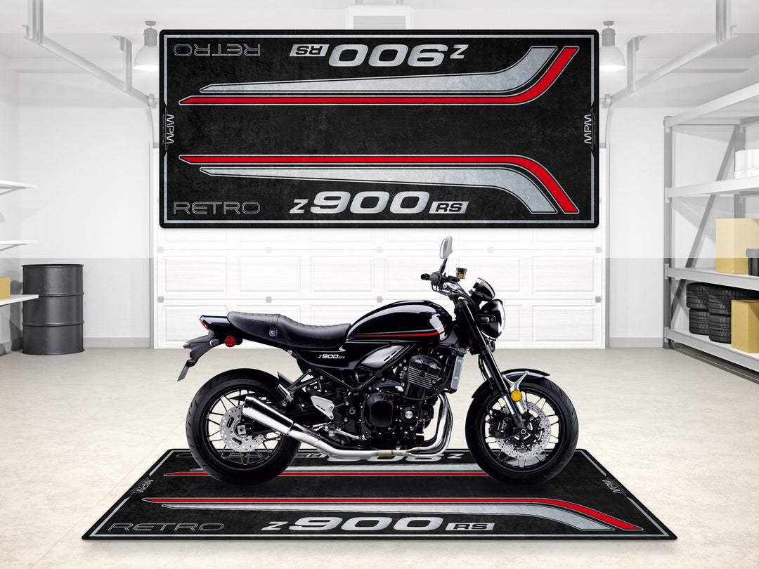 Kawasaki Z900RS Halısı Metallic Diablo Black – siyah için üretilmiş motosiklet paspası
