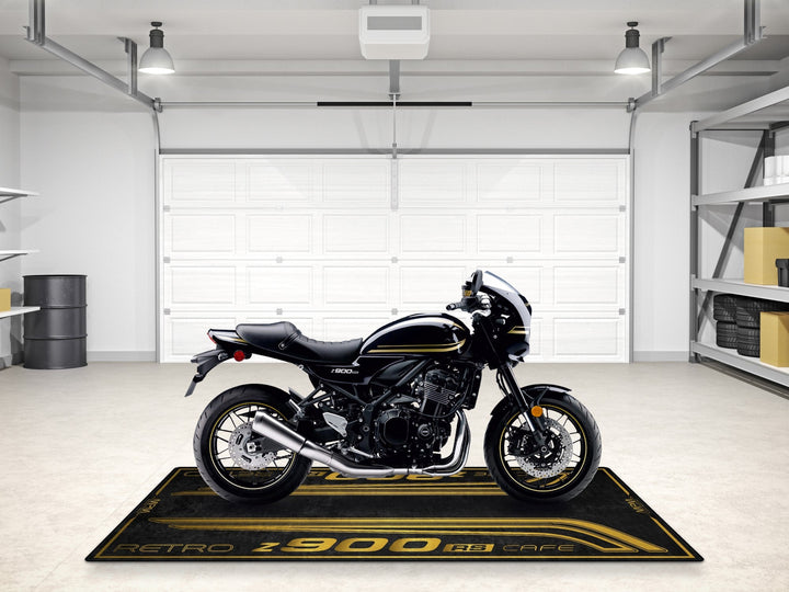 Kawasaki Z900RS Cafe kişiselleştirilmiş motosiklet matı, superbike garajı ve motosiklet teşhiri için aksesuar
