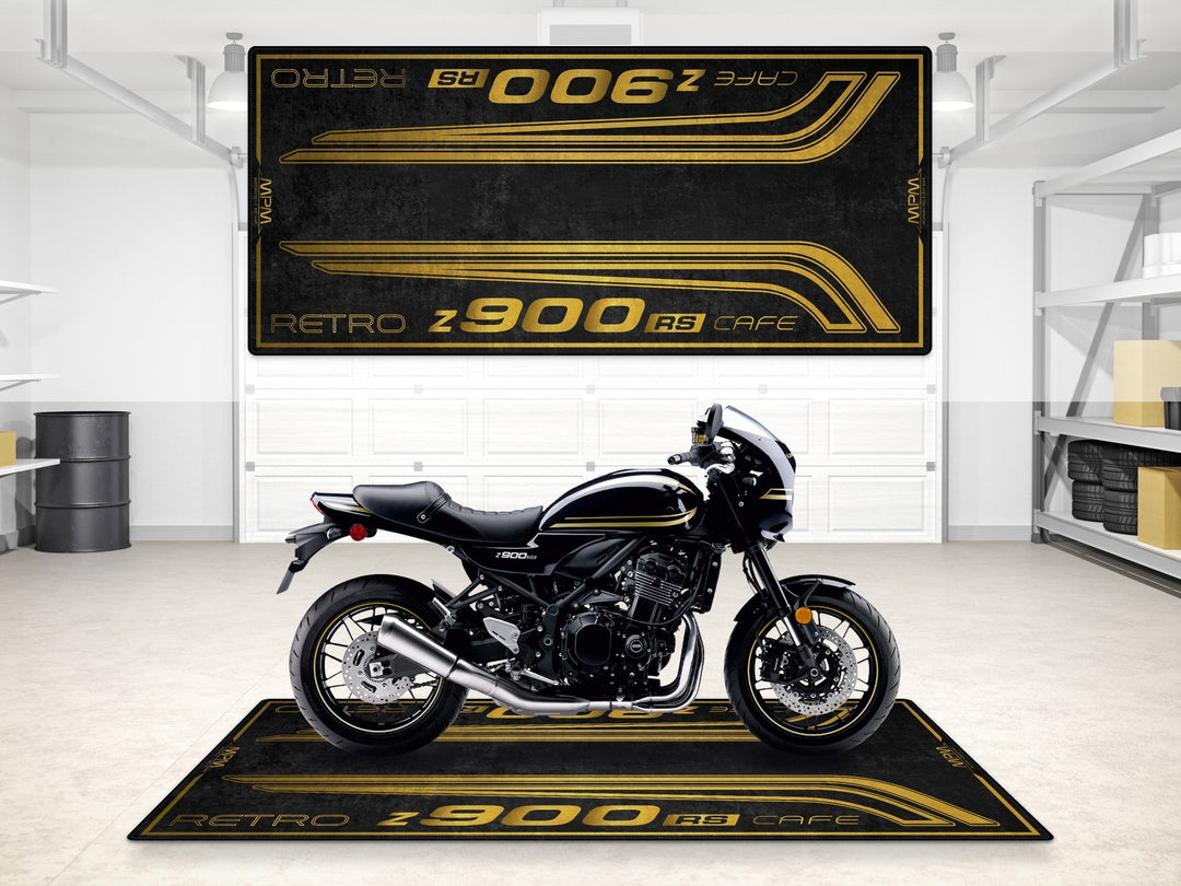Kawasaki Z900RS Cafe Halısı Metallic Diablo Black – siyah için üretilmiş motosiklet paspası
