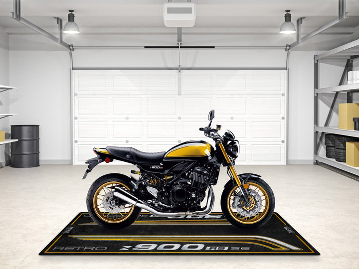 Kawasaki Z900RS SE kişiselleştirilmiş motosiklet matı, superbike garajı ve motosiklet teşhiri için aksesuar
